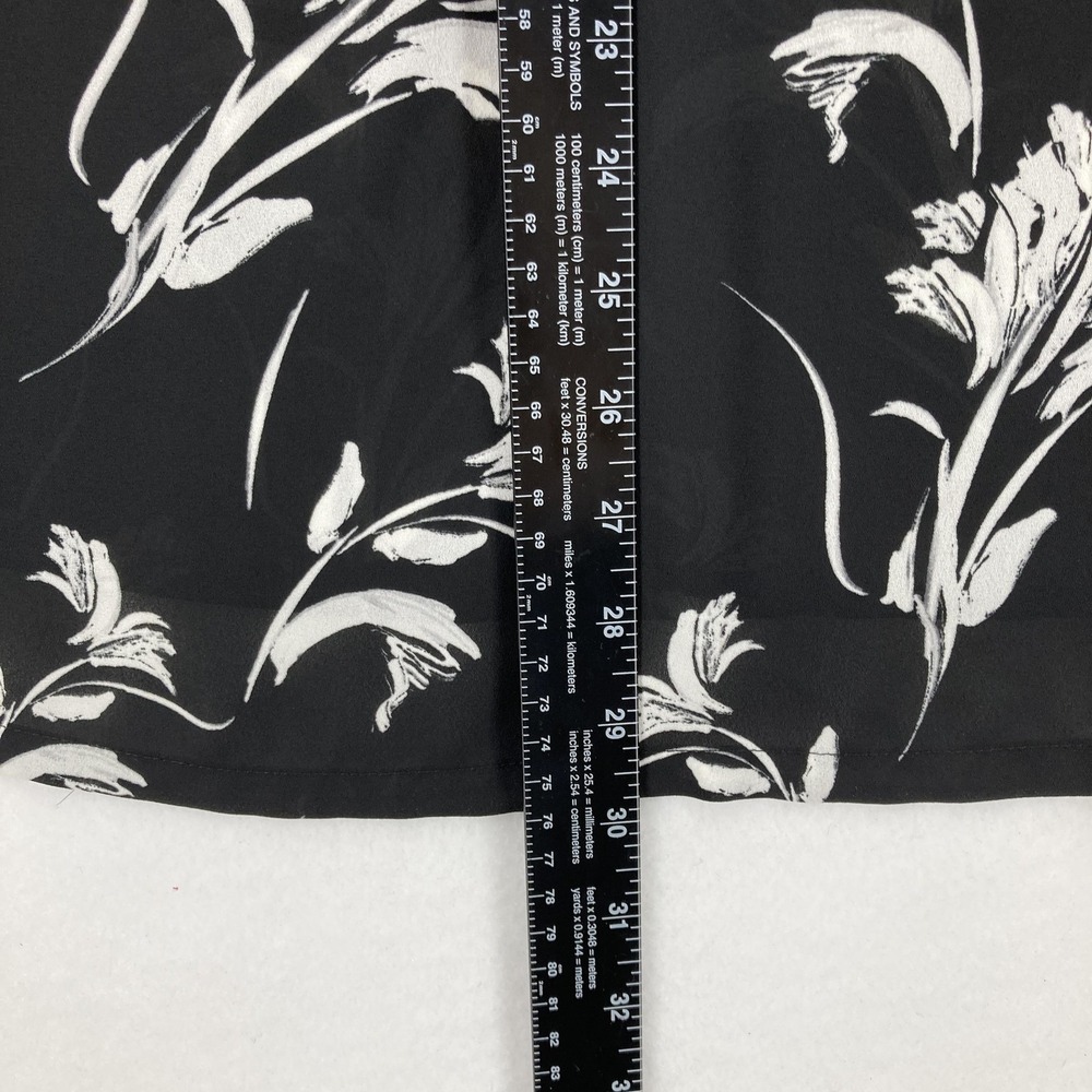 Alfani Blouse Womens 3X Black White Floral Zip Front Long Sleeve Pullover Tunic - Picture 6 of 11